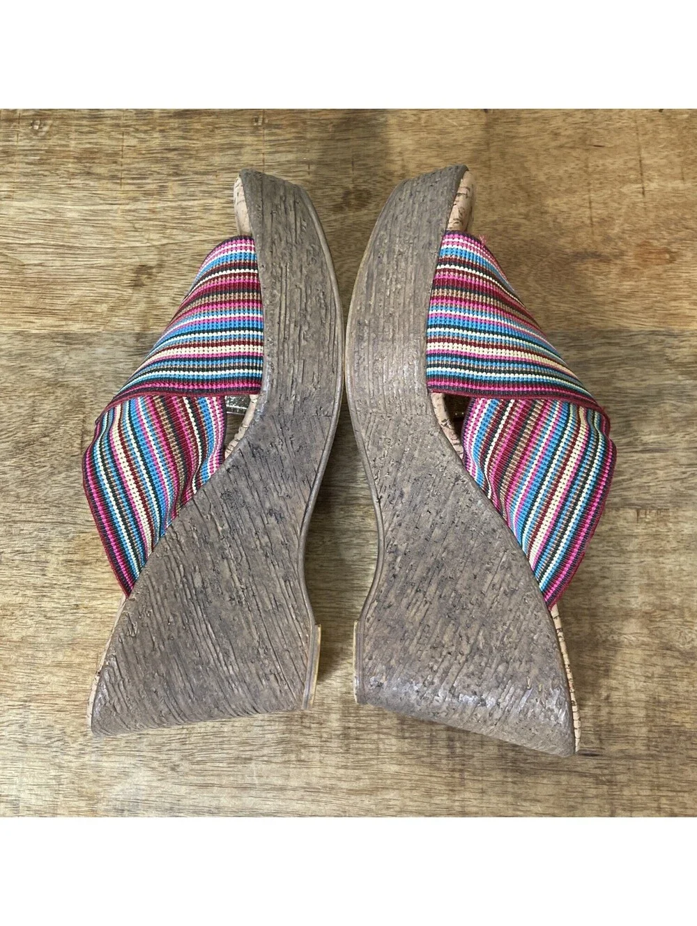 Love & Liberty Women’s Wedge Sandals colorful slip-on Size 8.5 Made In USA